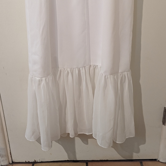 White Chiffon Azazie Justina Dress - Picture 3 of 8